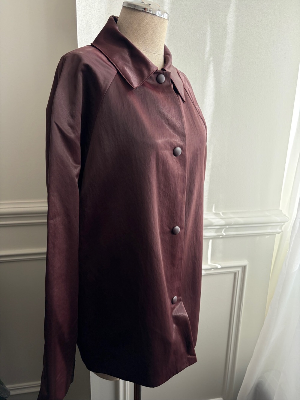 Zara Lightweight Button-Front Jacket - Burgundy